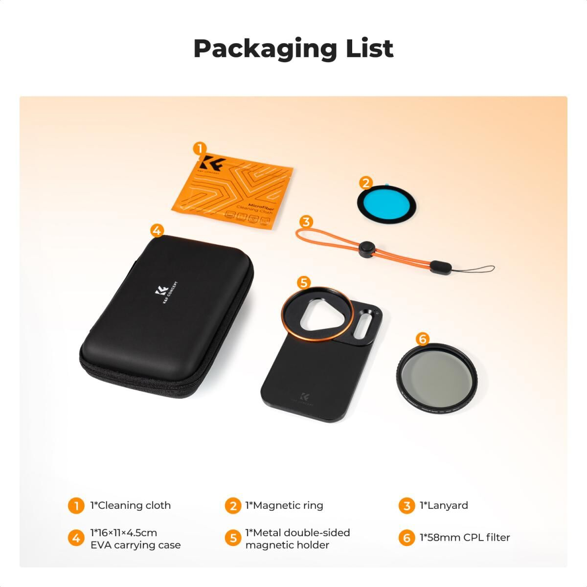 K&F Concept iPhone 17 Pro CPL Filtre ve Filtre Montaj Adaptörü