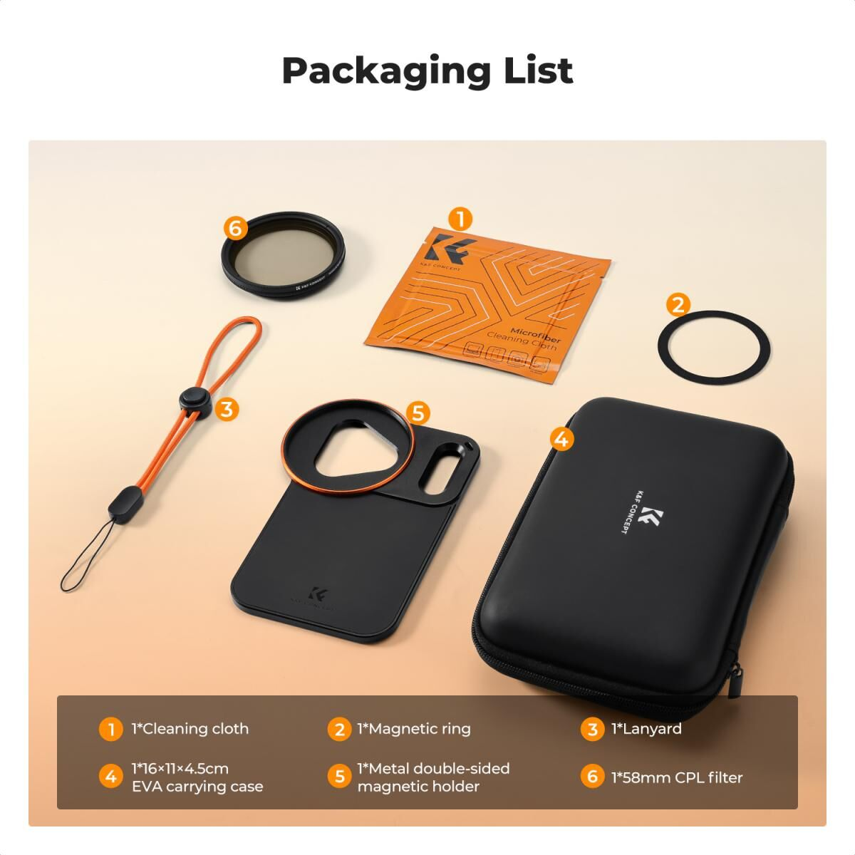 K&F Concept iPhone 17 Pro Max CPL Filtre ve Filtre Montaj Adaptörü