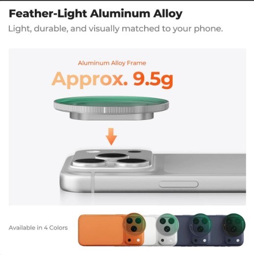 K&F Concept iPhone 17 Pro ve Pro Max için CPL Filtre Silver