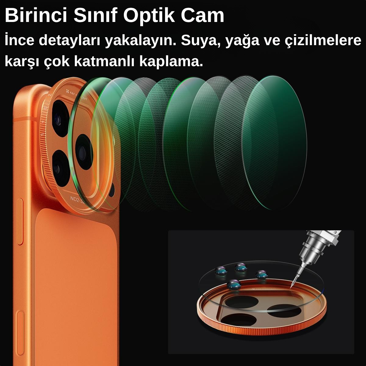 K&F Concept iPhone 17 Pro ve Pro Max için ND2-32 Filtre