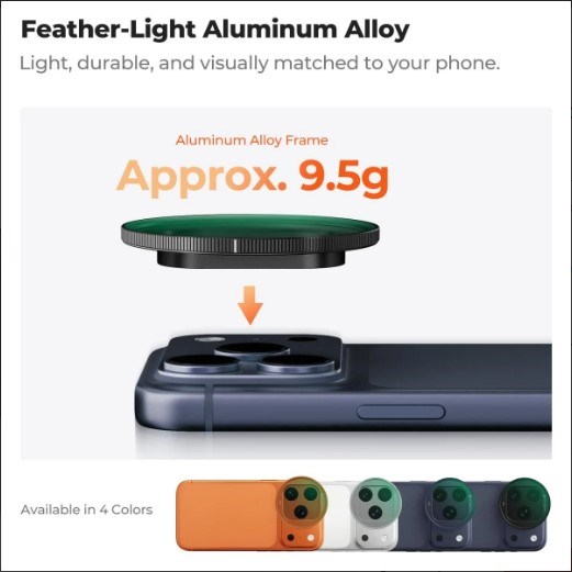 K&F Concept iPhone 17 Pro ve Pro Max için CPL Filtre Black