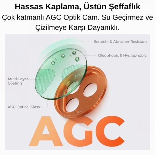 K&F Concept iPhone 17 Pro ve Pro Max için CPL Filtre Orange