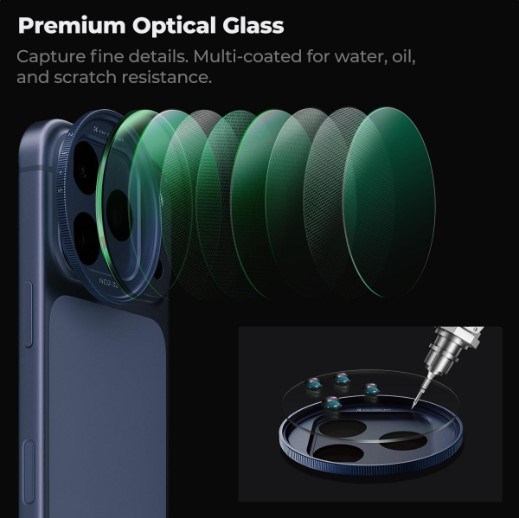 K&F Concept iPhone 17 Pro ve Pro Max için ND2-32 Filtre Blue