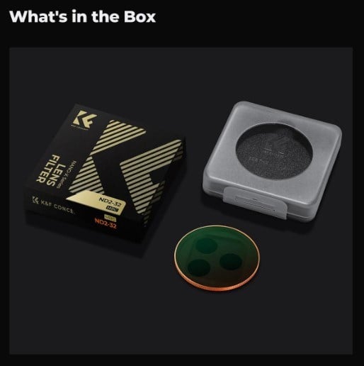 K&F Concept iPhone 17 Pro ve Pro Max için ND2-32 Filtre Black