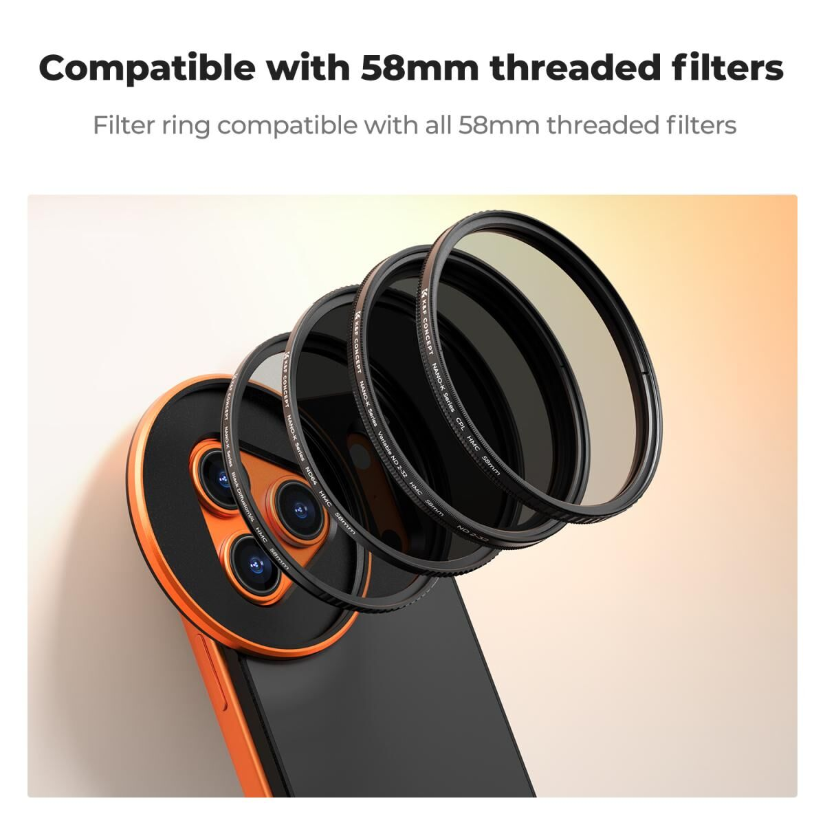 K&F Concept iPhone 17 Pro VND Filtre ve Filtre Montaj Adaptörü (ND2-32)