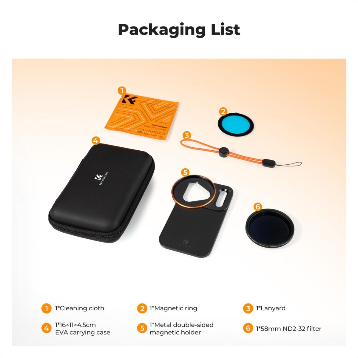 K&F Concept iPhone 17 Pro VND Filtre ve Filtre Montaj Adaptörü (ND2-32)