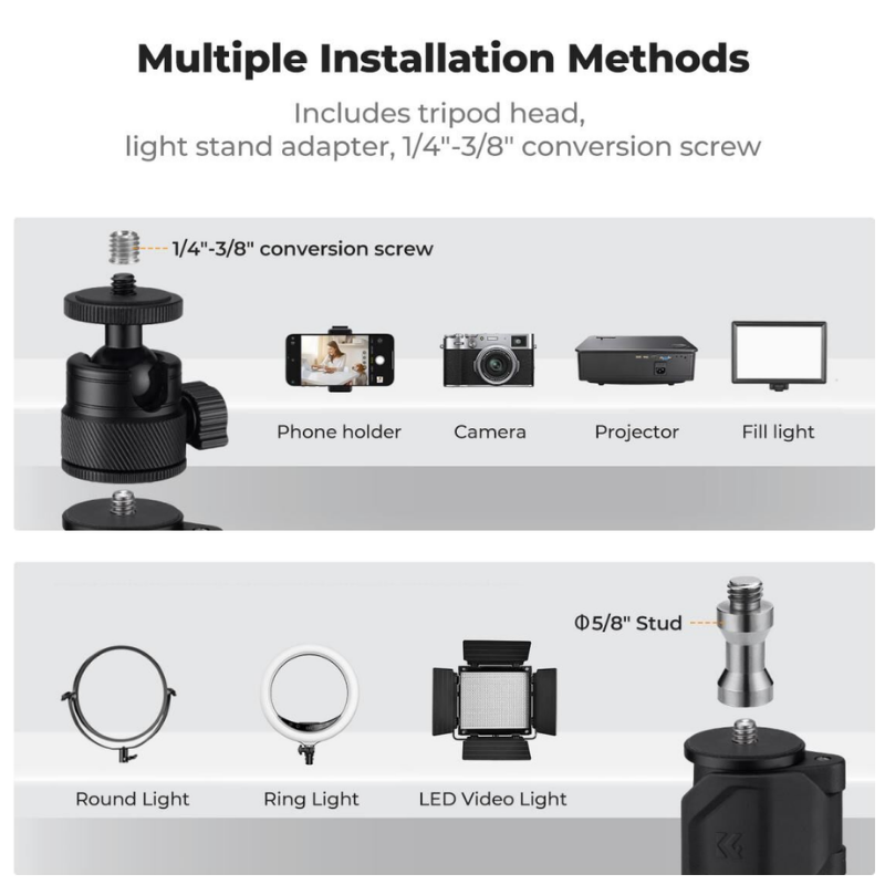 K&F Concept Kamera ve Telefon Masaüstü Montaj Standı