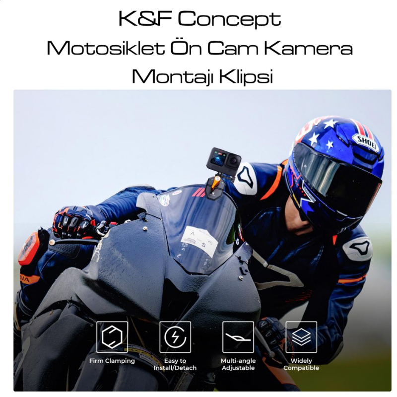 K&F Concept Motosiklet Rüzgarlık Camı Kamera Montajı Klipsi