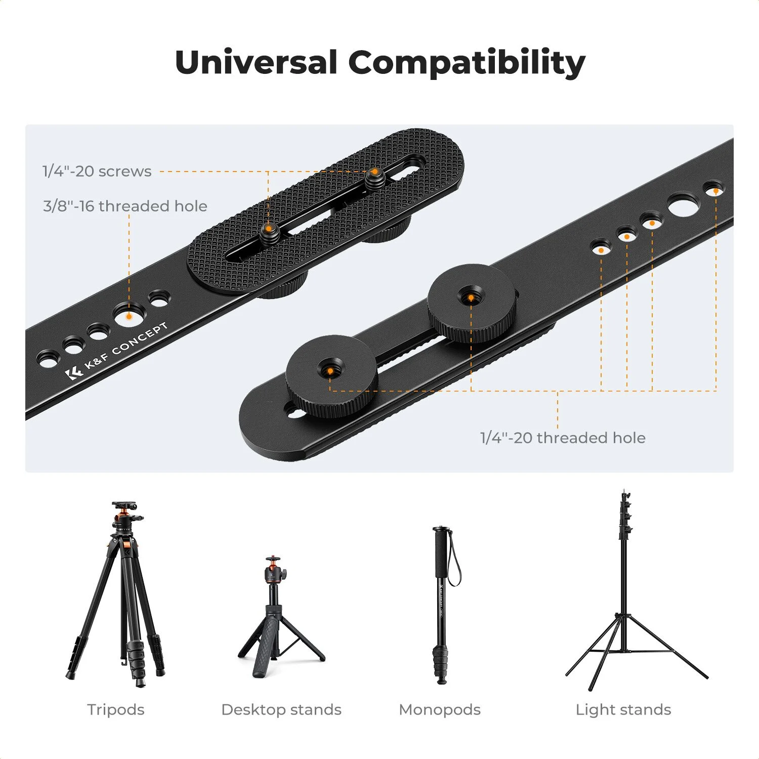 K&F Concept MS-77 Çoklu Cihaz Bağlantı Çubuğu 27cm (Aksesuar Genişletme Barı / Crossbar)