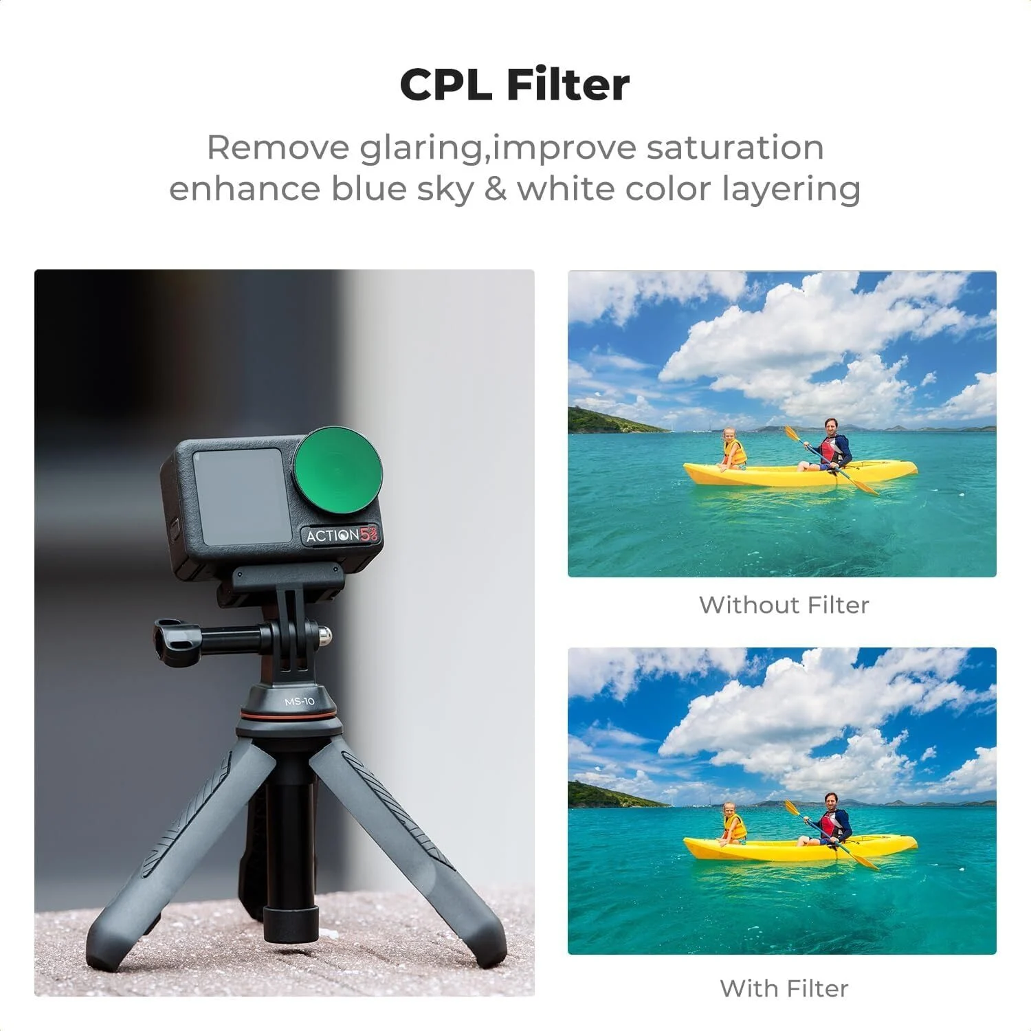 K&F Concept Osmo Action 5 Pro CPL Filtre (Vidalı, Action 4 Uyumlu)