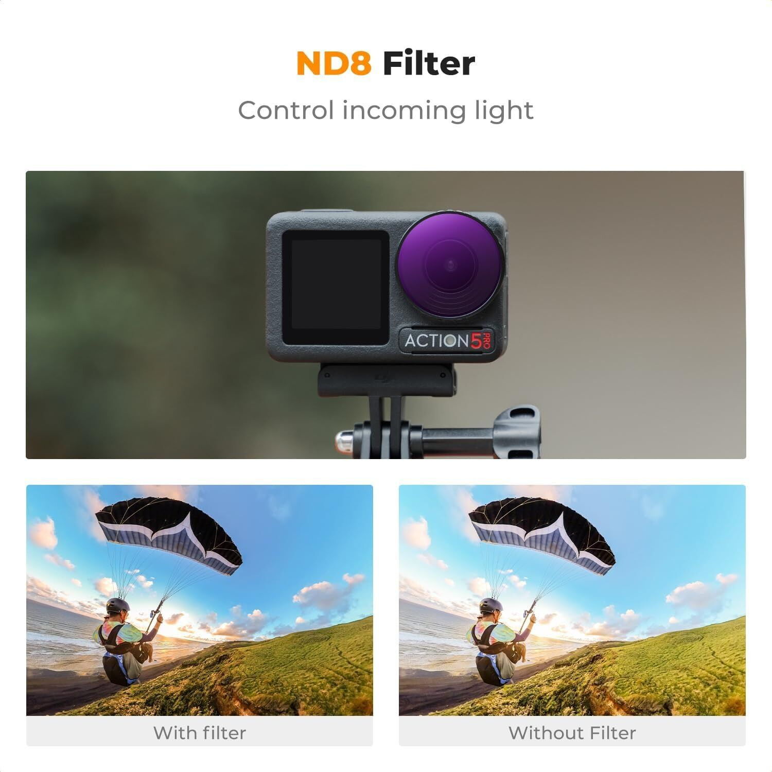 K&F Concept Osmo Action 5 Pro ND8 Filtre (Vidalı, Action 4 Uyumlu)