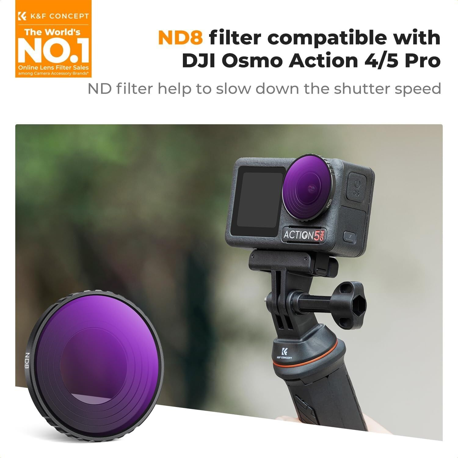 K&F Concept Osmo Action 5 Pro ND8 Filtre (Vidalı, Action 4 Uyumlu)