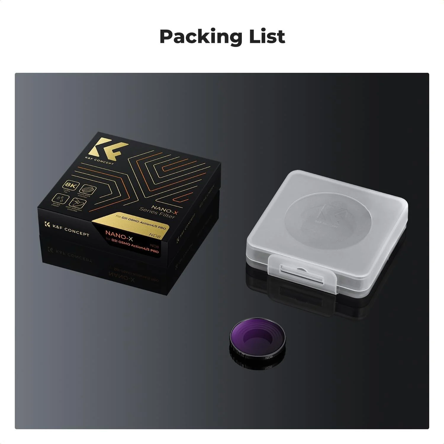 K&F Concept Osmo Action 5 Pro ND8 Filtre (Vidalı, Action 4 Uyumlu)