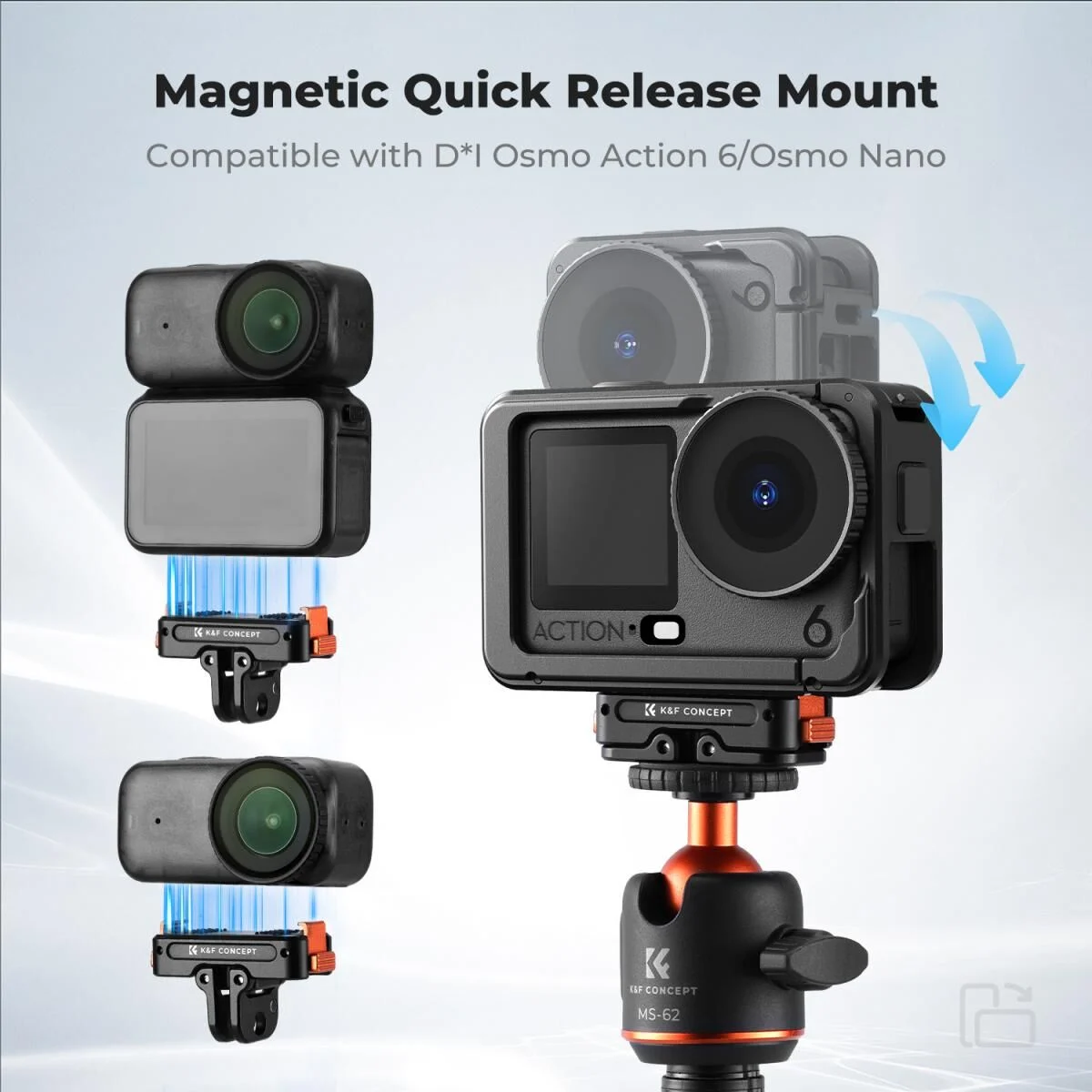 K&F Concept Osmo Action 6 Alüminyum Manyetik Adaptör (Osmo Nano Uyumlu)