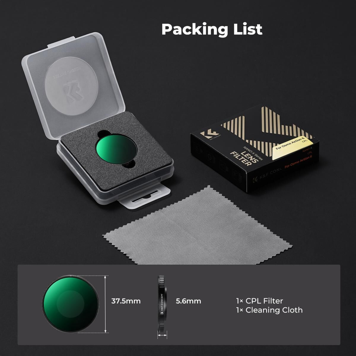 K&F Concept Osmo Action 6 CPL Filtre