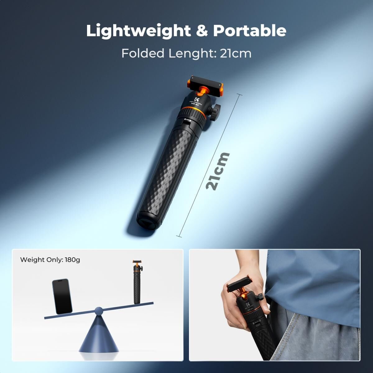 K&F Concept Osmo Action 6 için Manyetik Selfie Çubuğu & Tripod