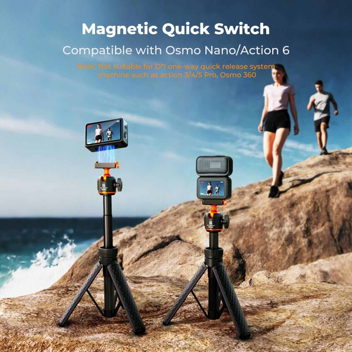 K&F Concept Osmo Action 6 için Manyetik Selfie Çubuğu & Tripod