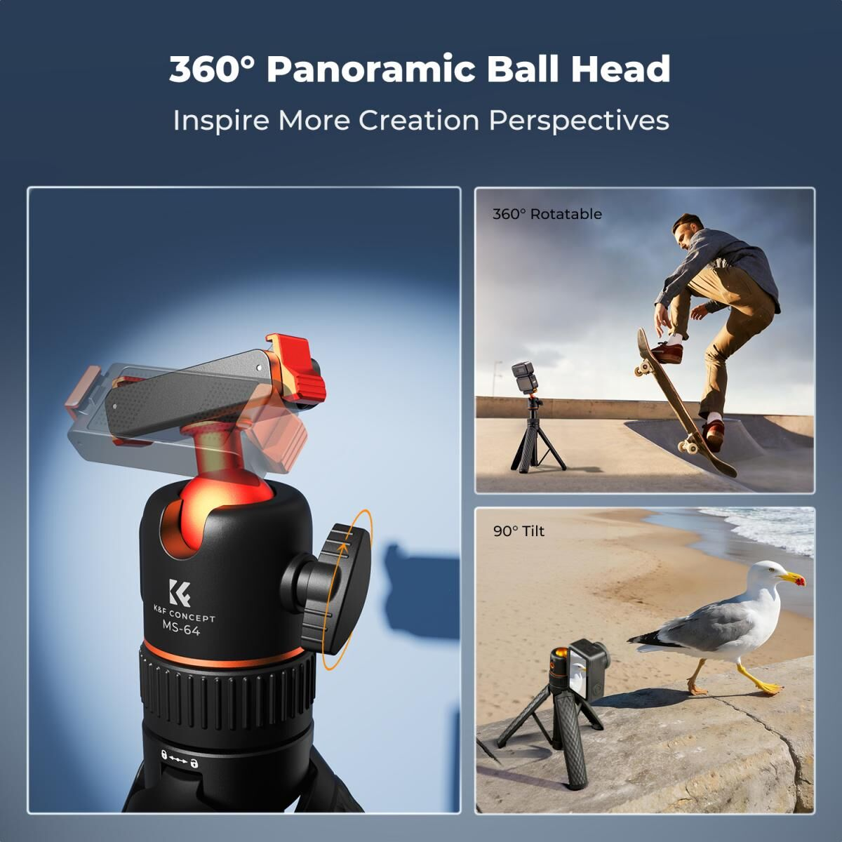 K&F Concept Osmo Action 6 için Manyetik Selfie Çubuğu & Tripod