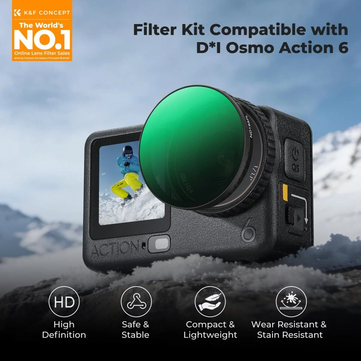 K&F Concept Osmo Action 6 ND/PL Filtre Seti (ND&PL 8/16/32/64)
