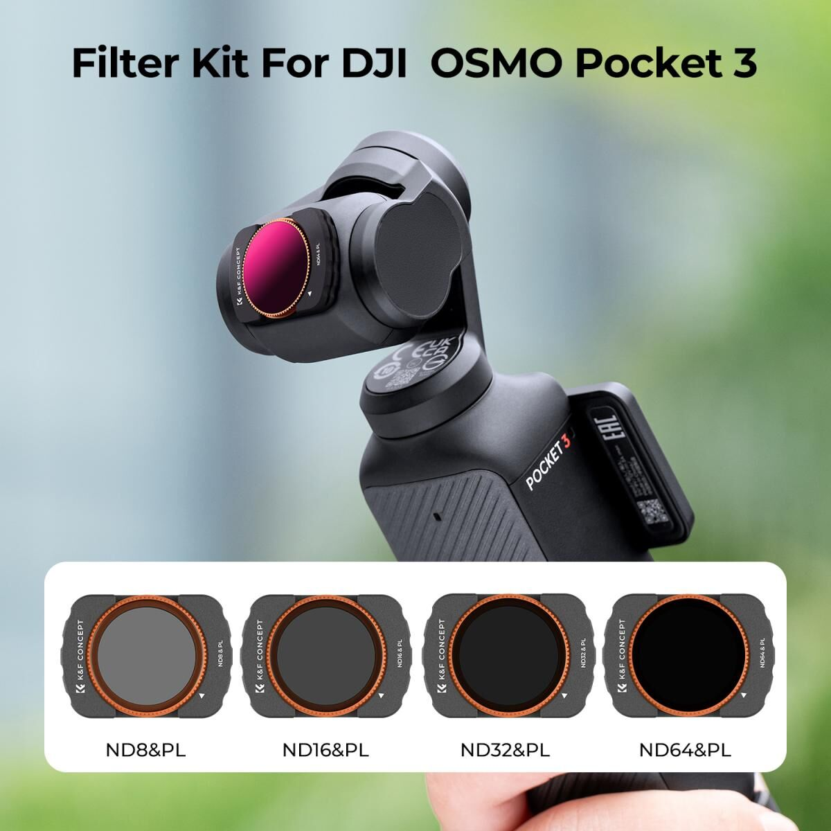 K&F Concept Osmo Pocket 4 Filtre Seti (ND&PL8/16/32/64)