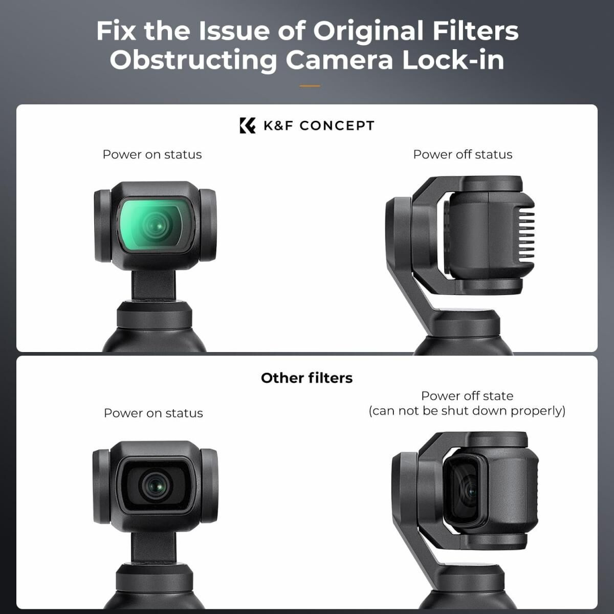 K&F Concept Osmo Pocket 4 için Filtre Seti (UV/CPL/ND2-32 ND32-512)