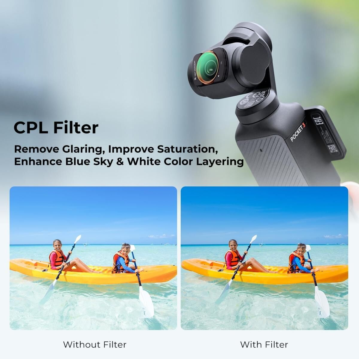 K&F Concept Osmo Pocket 4 için Filtre Seti (UV/CPL/ND2-32 ND32-512)