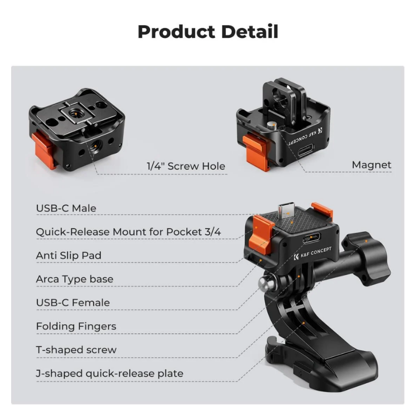 K&F Concept Osmo Pocket 4 için Şarj Soketli Stand