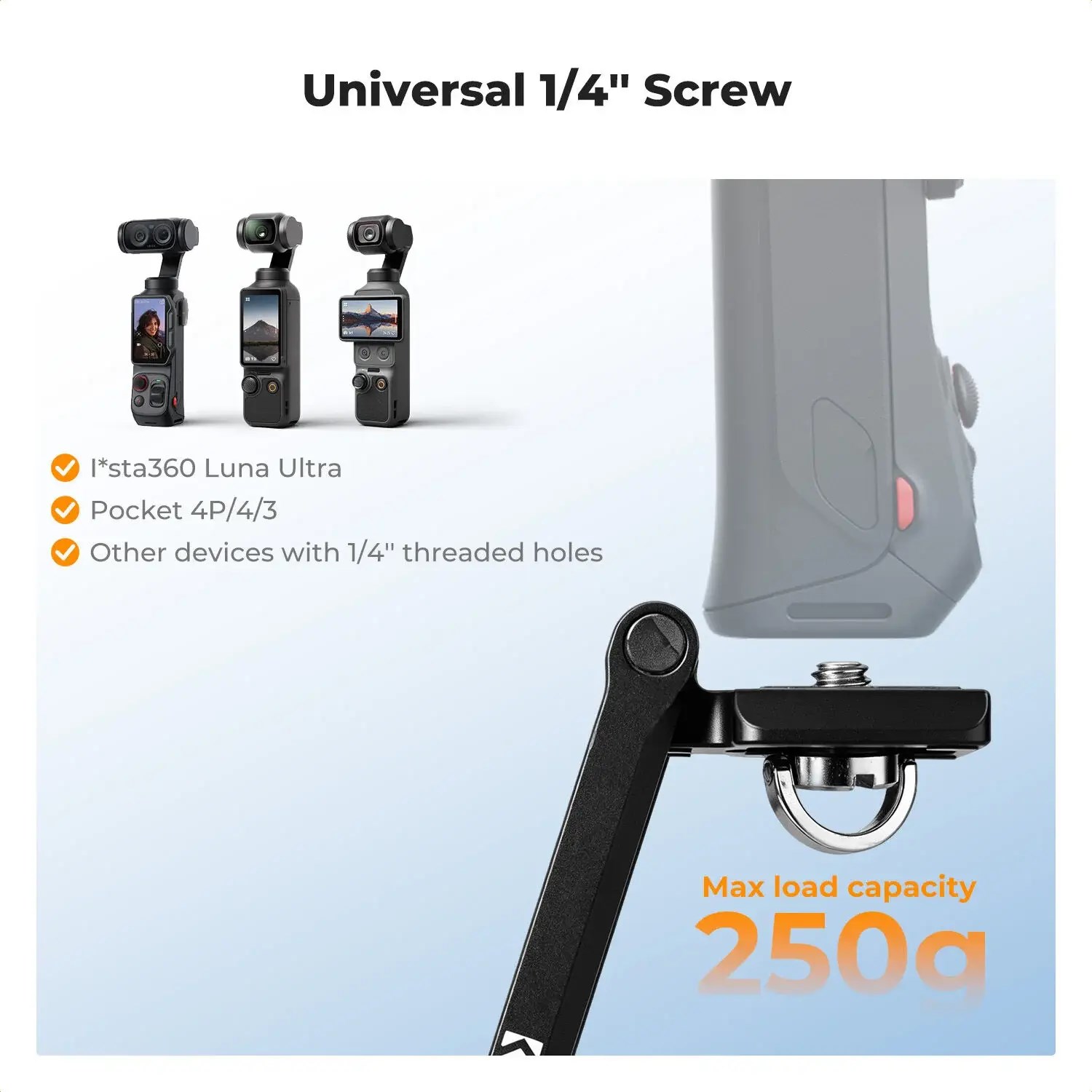 K&F Concept Pocket Kamera Tripodu (İnsta360 Luna ve Dji Pocket Serileri ile uyumlu