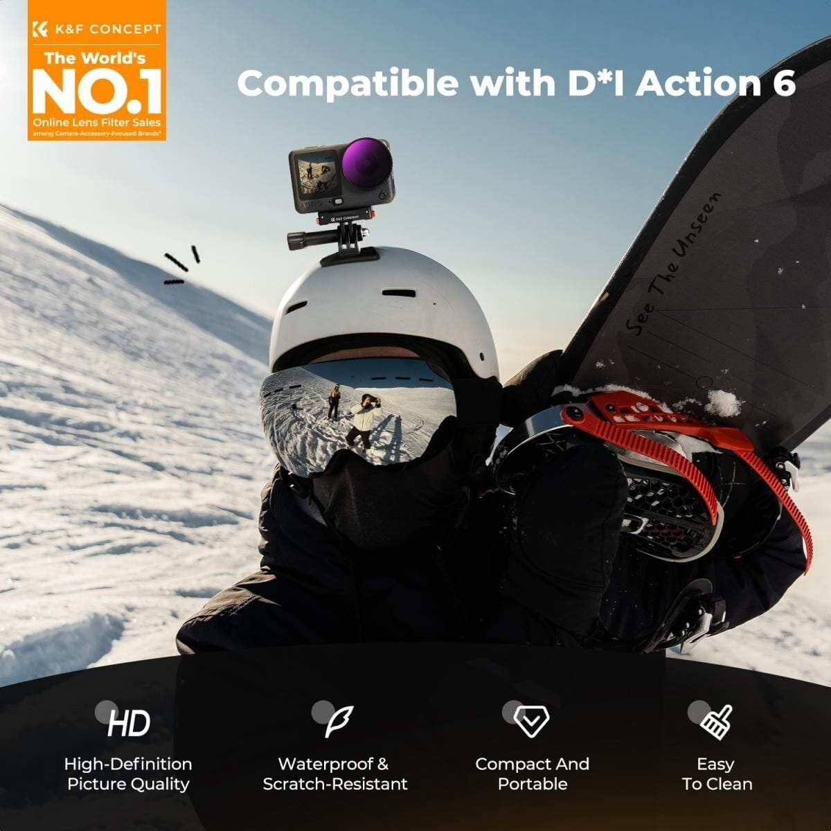 K&F NANO-X ND8 ND16 ND32 ND64 4'lü Filtre Kiti DJI Osmo Action 6 ile uyumlu  Çok Katmanlı Kaplamalı Işık Azaltma Pozlama Kontrolü Optik Cam Filtreler