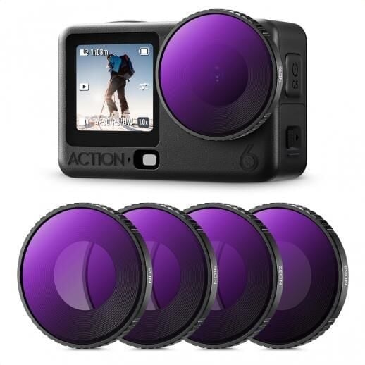 K&F NANO-X ND8 ND16 ND32 ND64 4'lü Filtre Kiti DJI Osmo Action 6 ile uyumlu  Çok Katmanlı Kaplamalı Işık Azaltma Pozlama Kontrolü Optik Cam Filtreler
