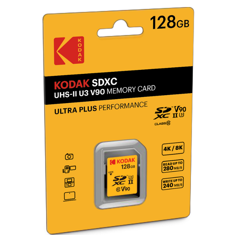 Kodak 256GB UHS-II U3 V90 SD Hafıza Kartı (280MB/s - 240MB/s)