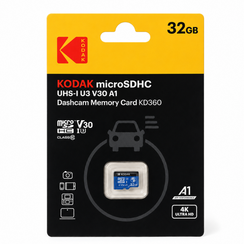 Kodak 32GB UHS-I U3/V30/A1 Araç Kamerası İçin Micro SD Kart KD360 