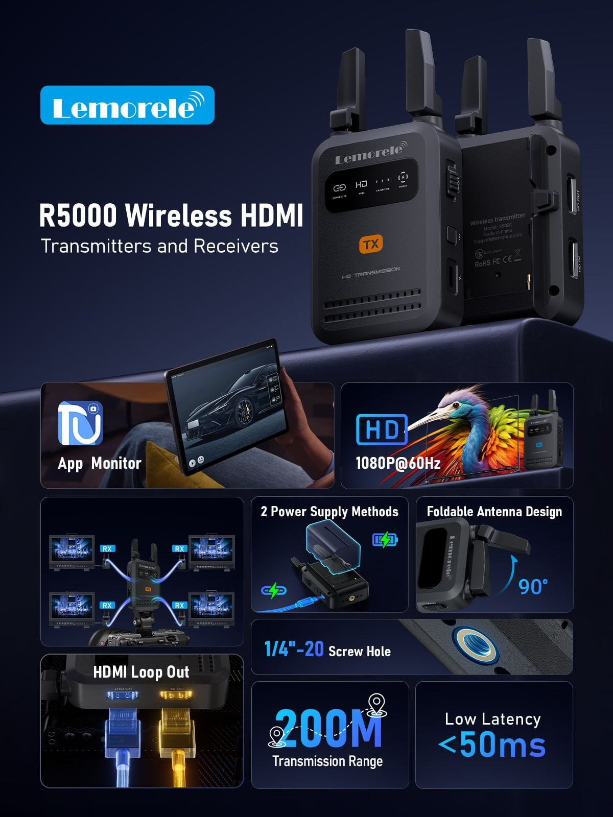 Lemorele R5000 Wireless Görüntü Aktarıcı