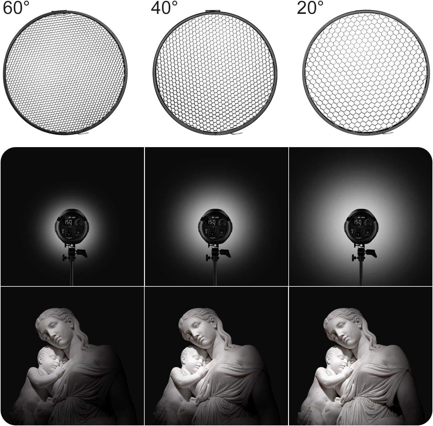 NEEWER 7 İnç Reflektör ve 20°/40°/60° Petek Izgara Seti