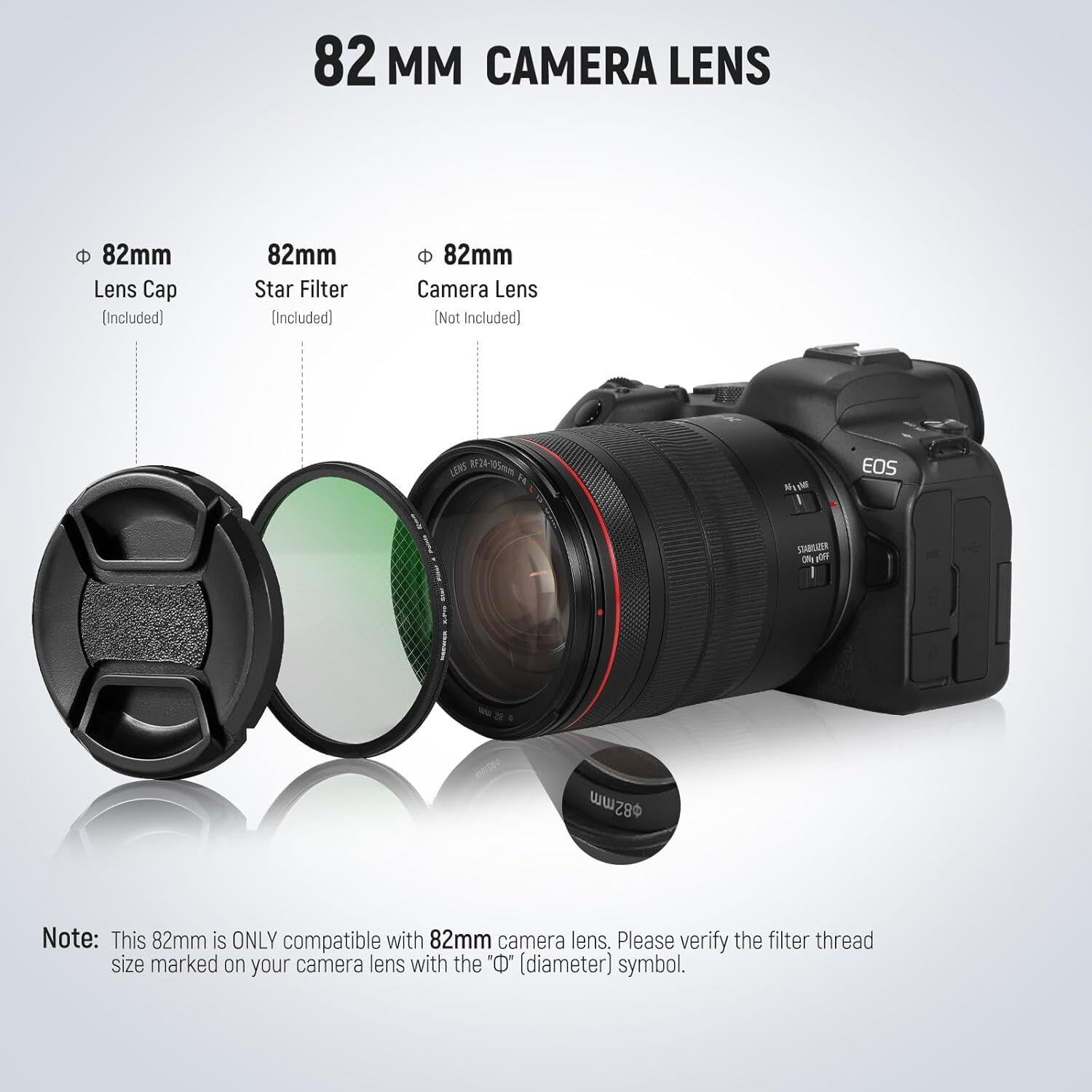 NEEWER 82mm 3'lü Yıldız Filtre Kiti (4, 6, 8 Noktalı)