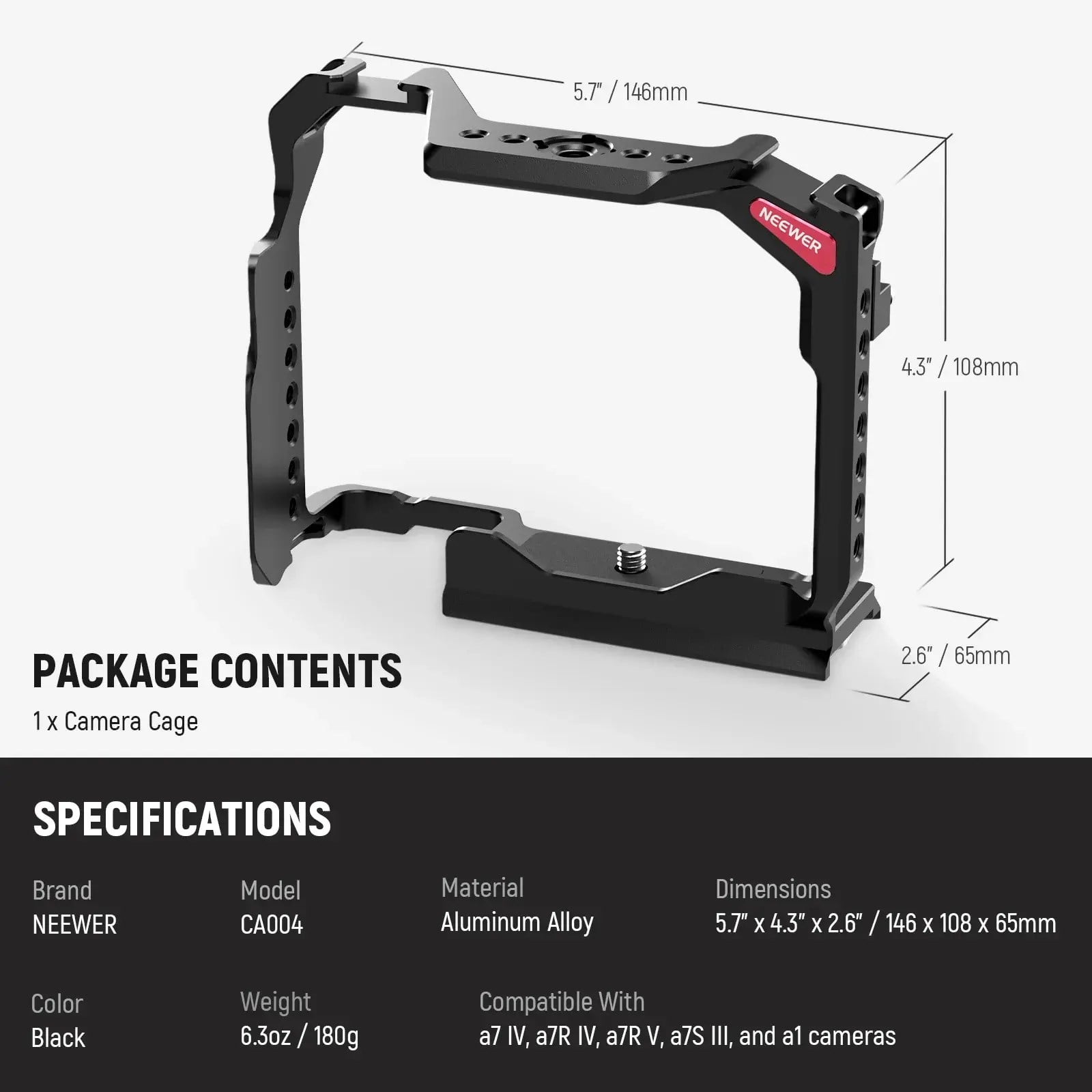 Neewer CA004 Sony A7 IV / A 7R V / A 7S III / A1 Uyumlu Kamera Kafesi