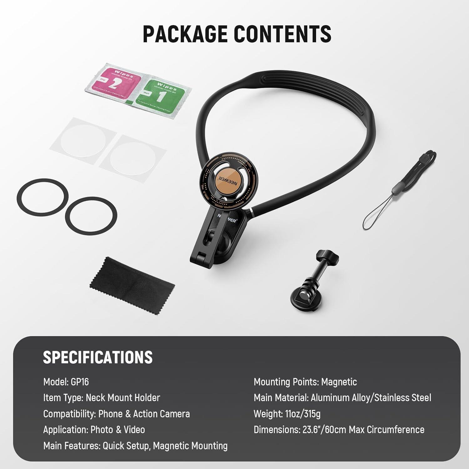 NEEWER GP-16 Manyetik Telefon ve Aksiyon Kamerası Boyun Askısı (Neck Mount Holder)