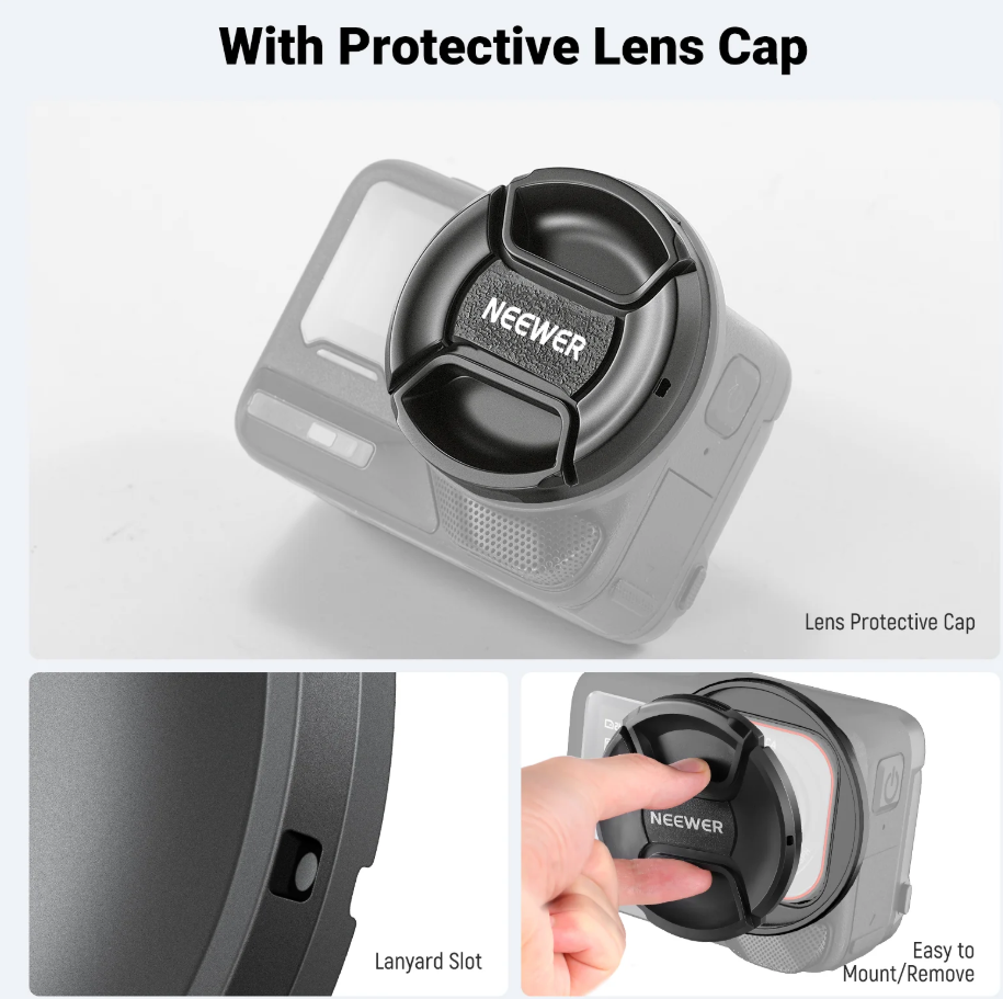 Neewer Insta360 Ace pro 1/2 Uyumlu 49mm Filtre Adaptör ve Lens Kapağı