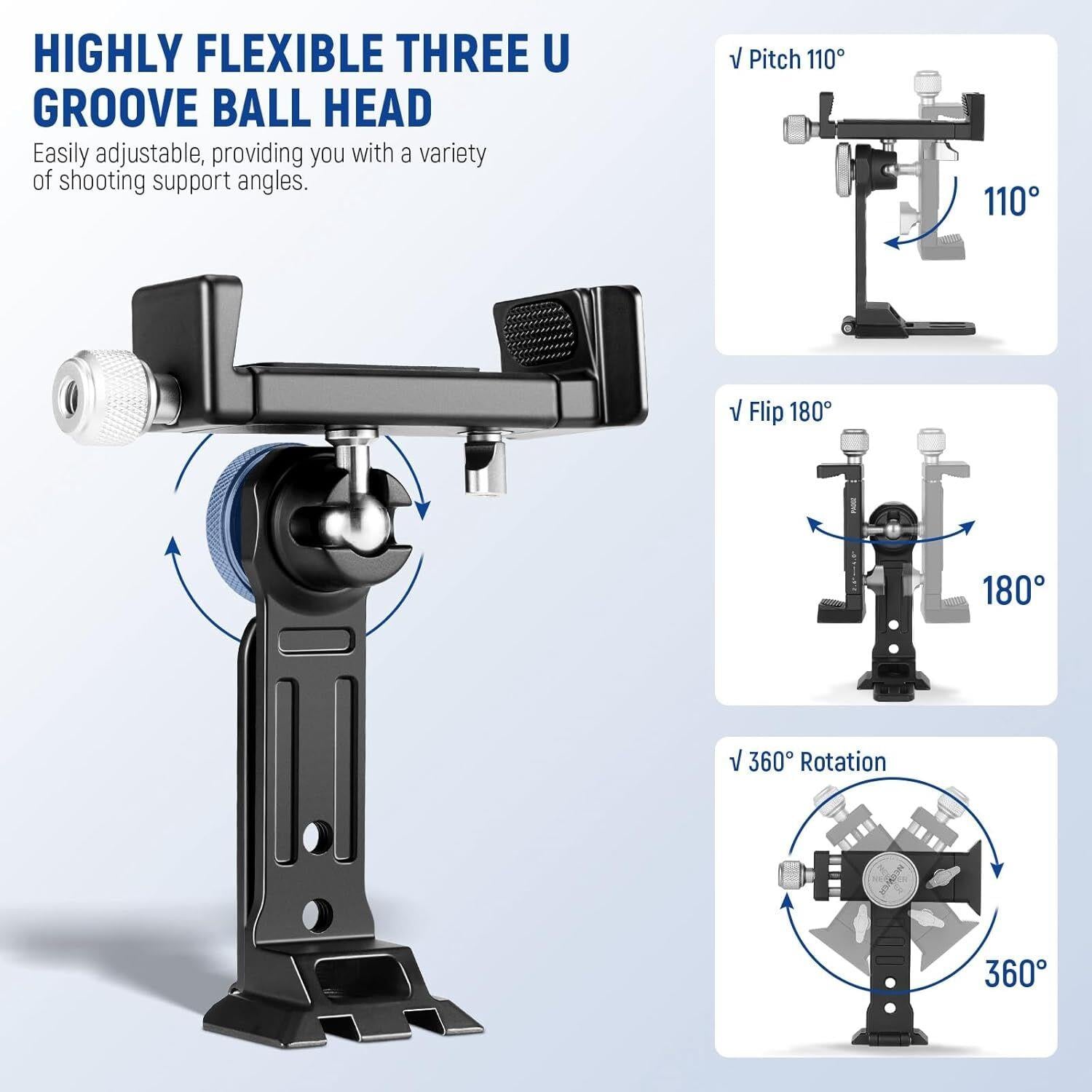 NEEWER PA002 Alüminyum Alaşımlı Döndürülebilir Akıllı Telefon Tripod Adaptörü