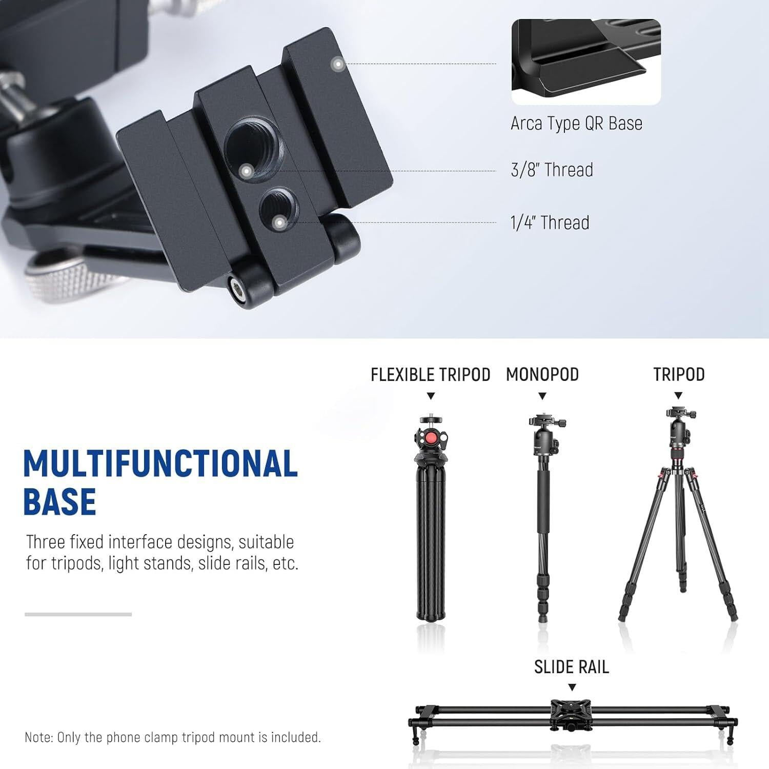 NEEWER PA002 Alüminyum Alaşımlı Döndürülebilir Akıllı Telefon Tripod Adaptörü