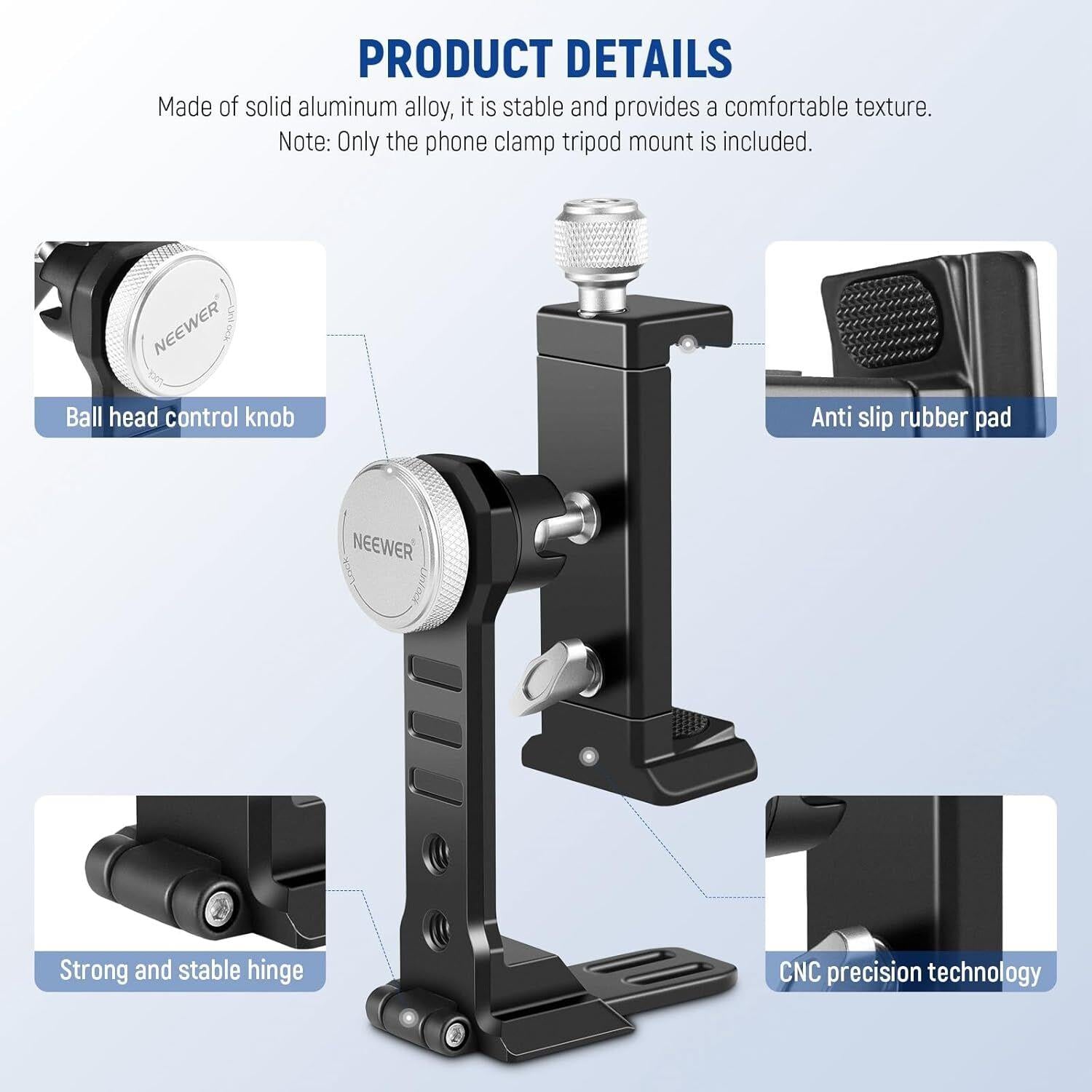 NEEWER PA002 Alüminyum Alaşımlı Döndürülebilir Akıllı Telefon Tripod Adaptörü