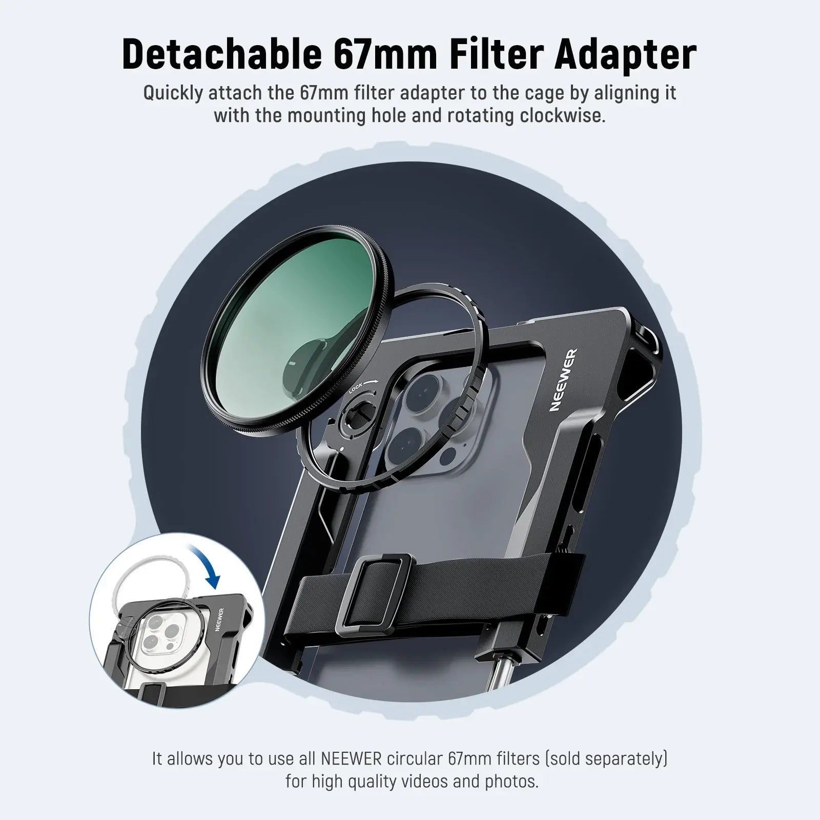 Neewer PA017 Telefon Kafesi & 67mm Filtre adaptörlü