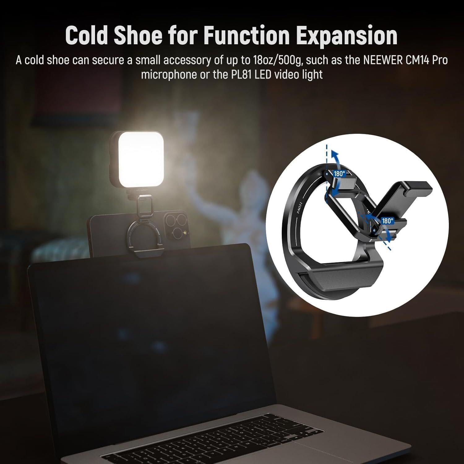 NEEWER PA031 Laptop MagsafeTutucu & Coldshoe Mount