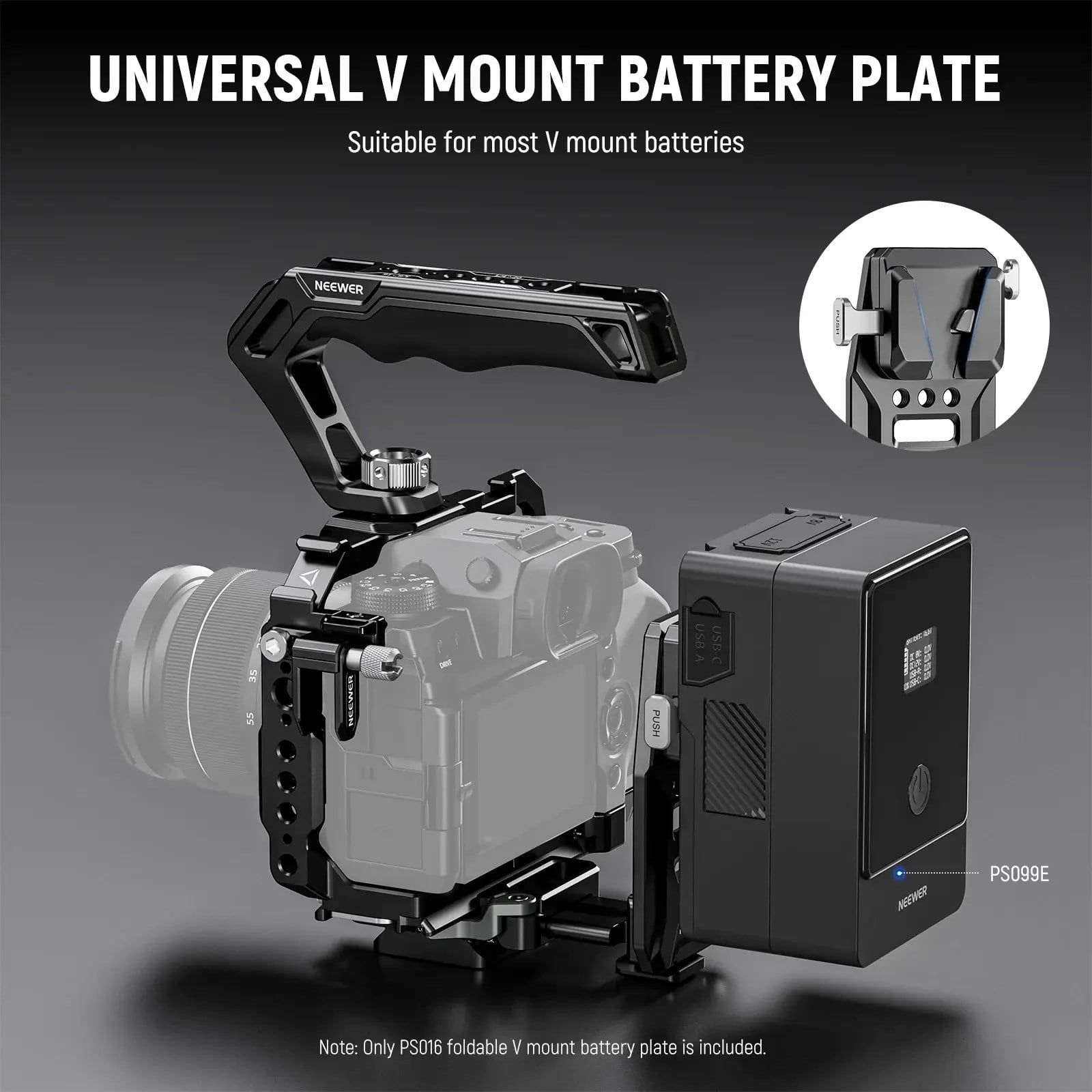 Neewer PS016 NATO Raylı Profesyonel V-Mount Batarya Plakası