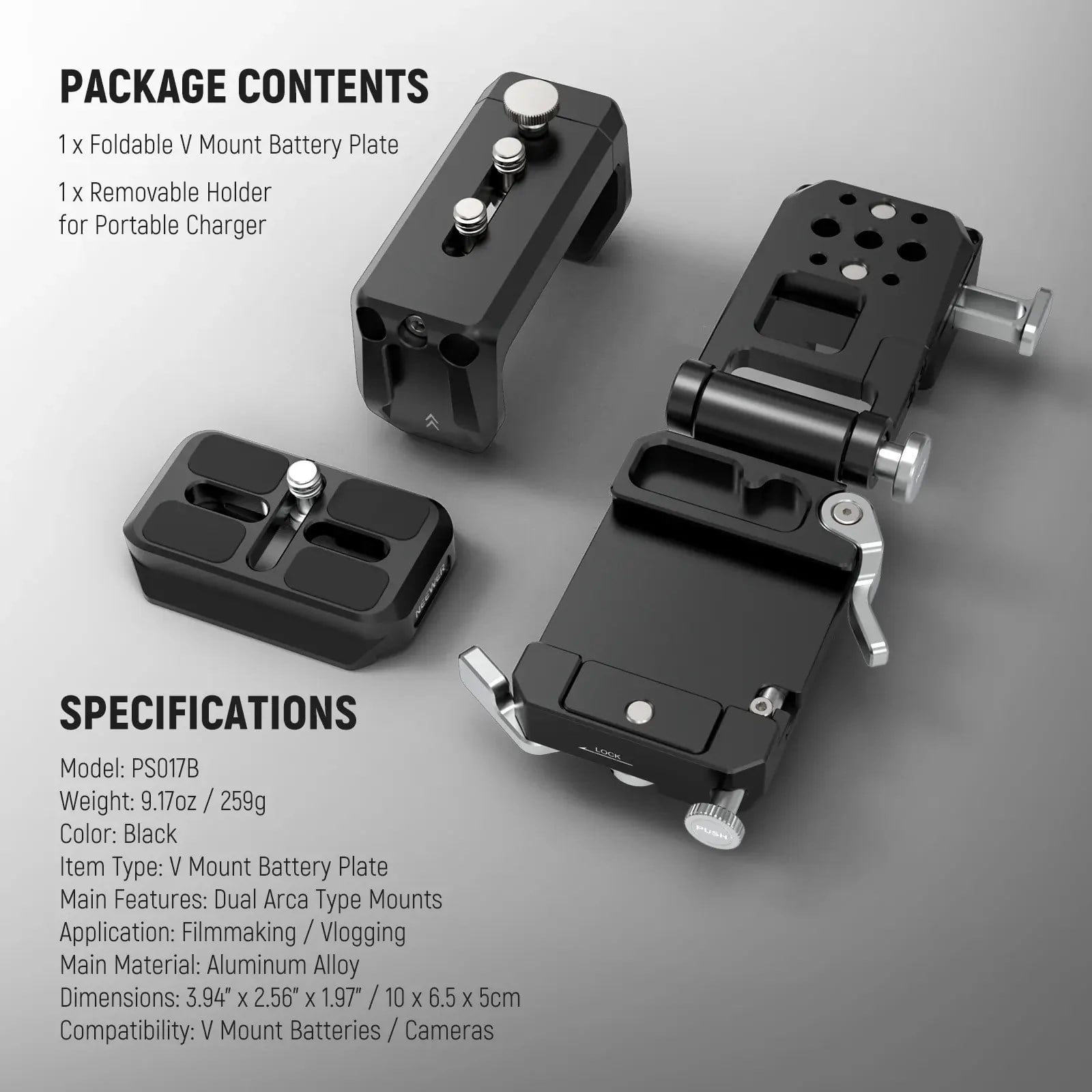 Neewer PS017B Profesyonel V-Mount Batarya Plakası