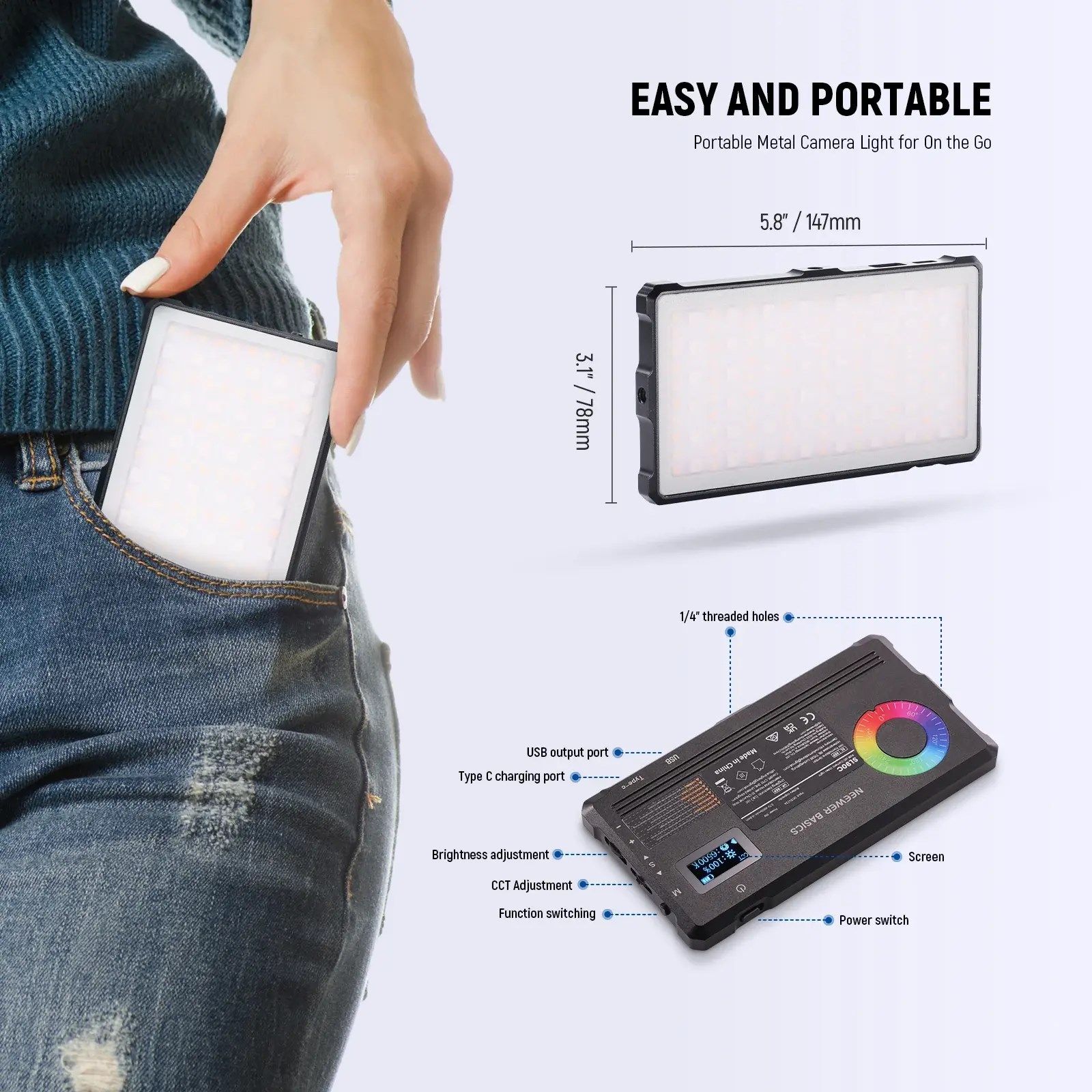 NEEWER SL90C RGB Mini Mobil Video Işığı