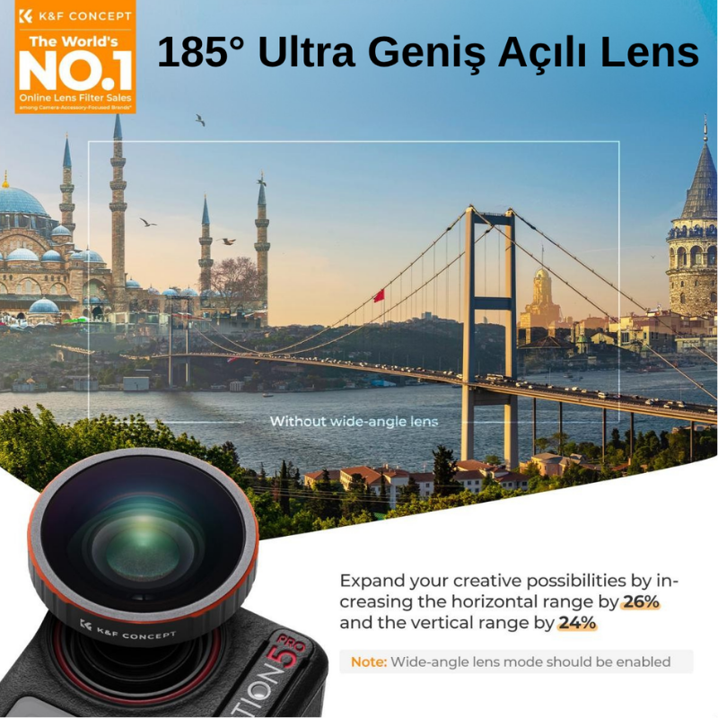 Osmo Action 5 Pro için Ultra Geniş Açı Lens