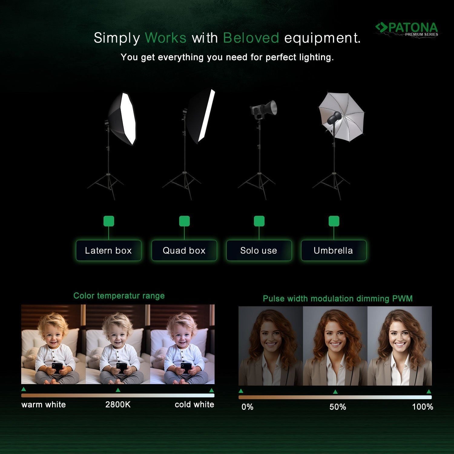 PATONA 4282 COB-300 Watt Bi Color İki'li Kit LED Video Işığı