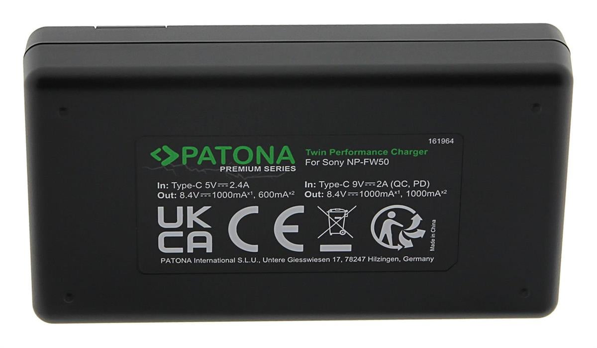 Patona Sony NP-FW50 Premium Twin Performance İkili USB Şarj Aleti Cihazı