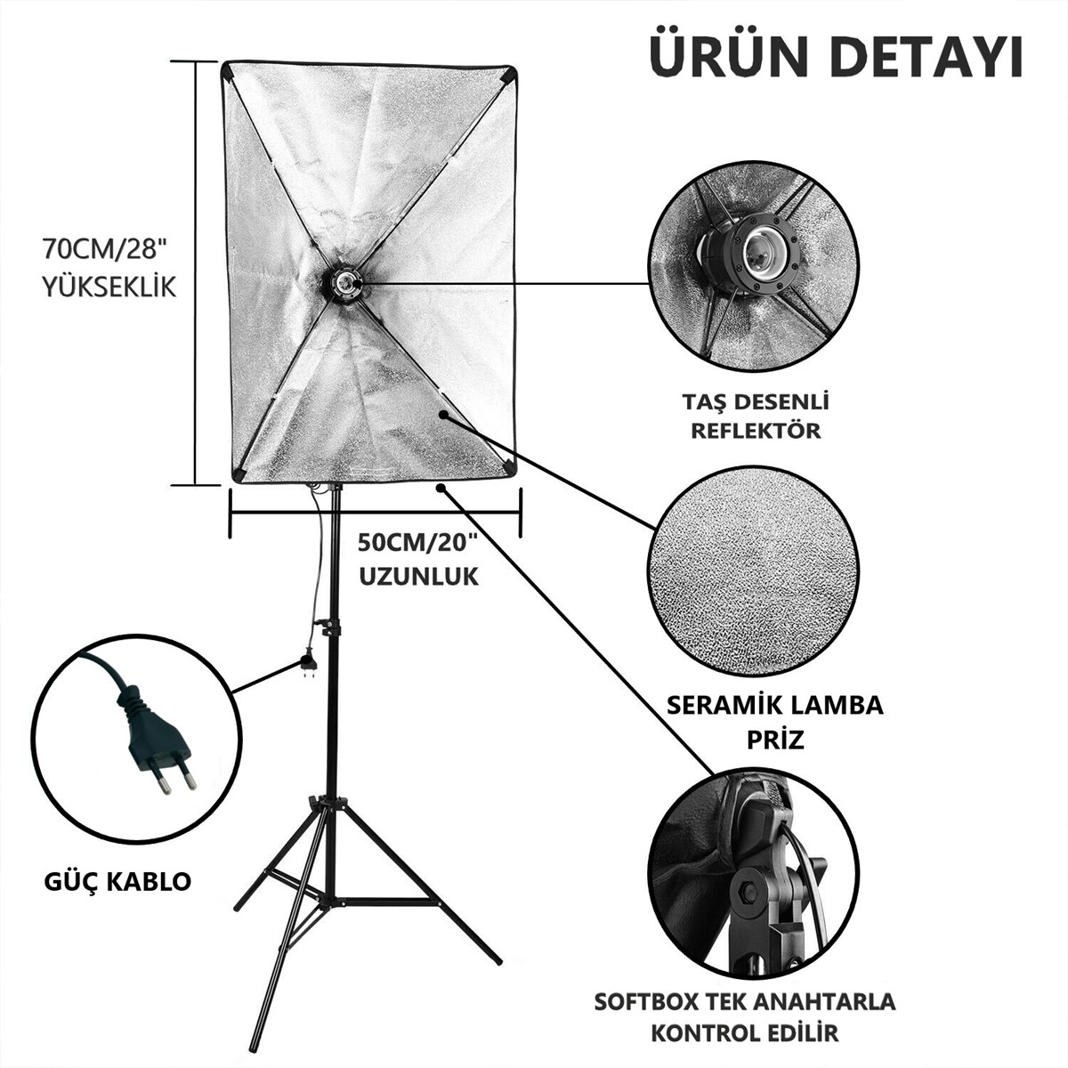 Pdx 2'li Set 4 Duylu Ampülsüz Softbox